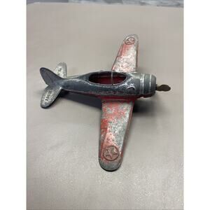 Vintage Hubley Kiddie U.S. Army Red and Silver Metal Toy Plane